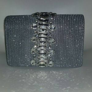 Jewled Pewter Adrianna Papell formal clutch